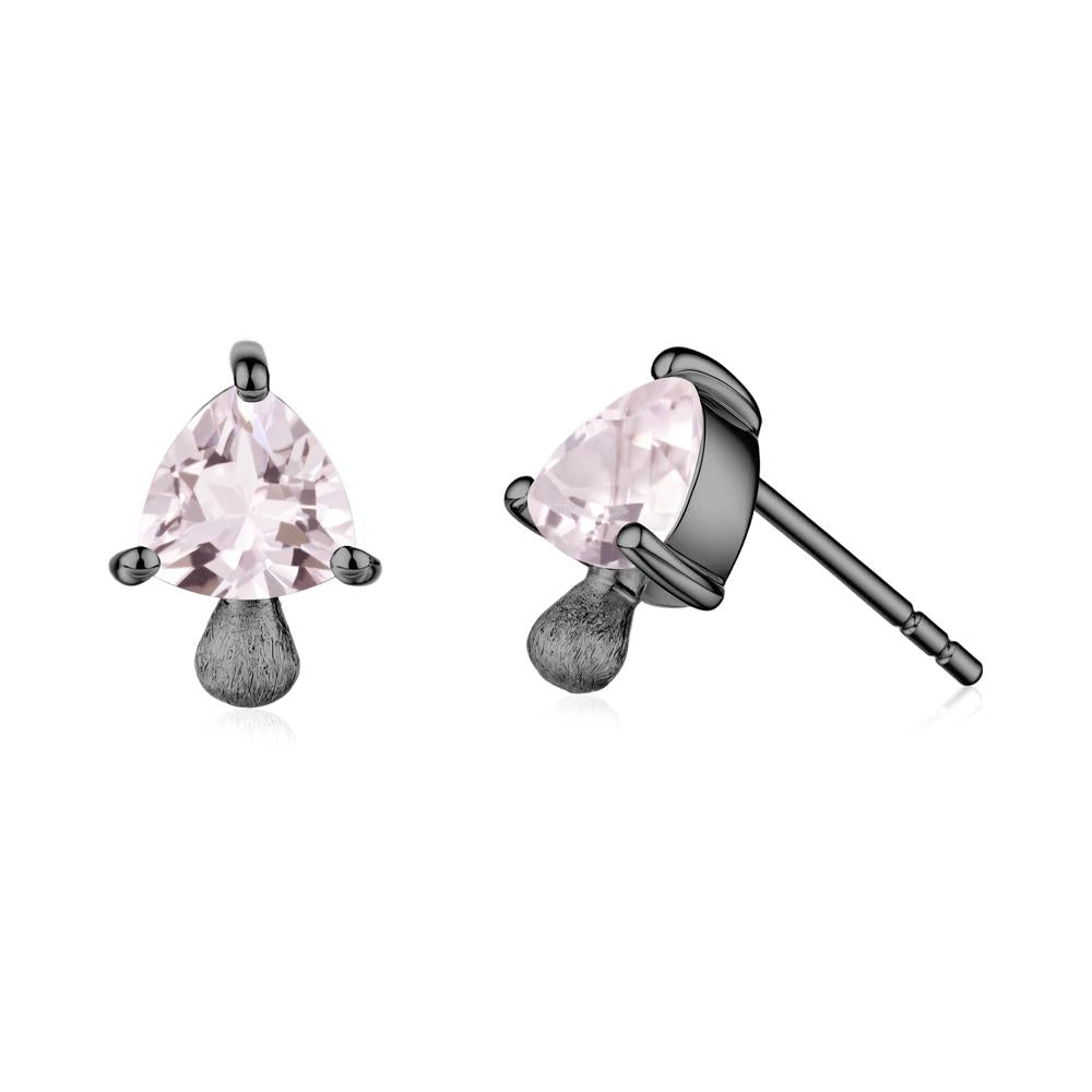 Morganite Mini Mushroom Stud Earrings - LUO Jewelry #metal_black finish sterling silver