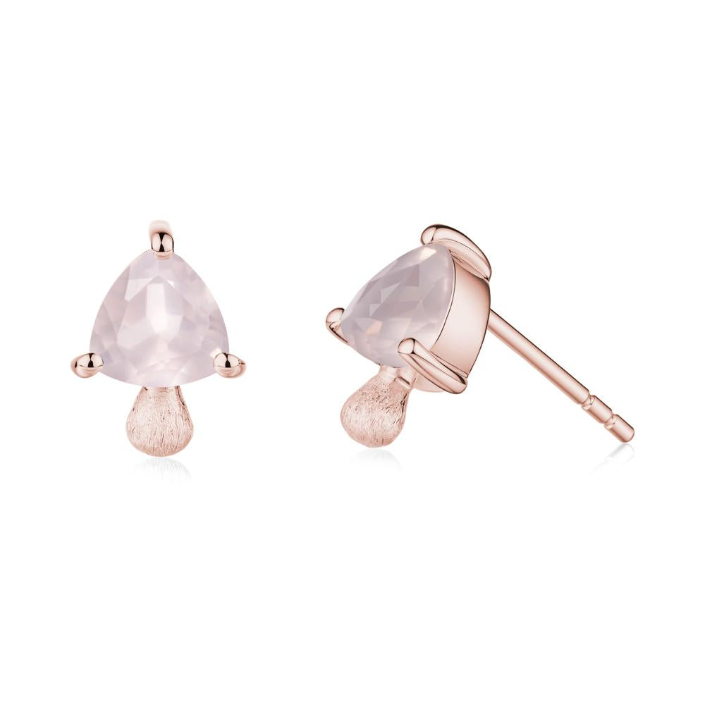 Mushroom Trillion Cut Rose Quartz Stud Earrings - LUO Jewelry #metal_18k rose gold