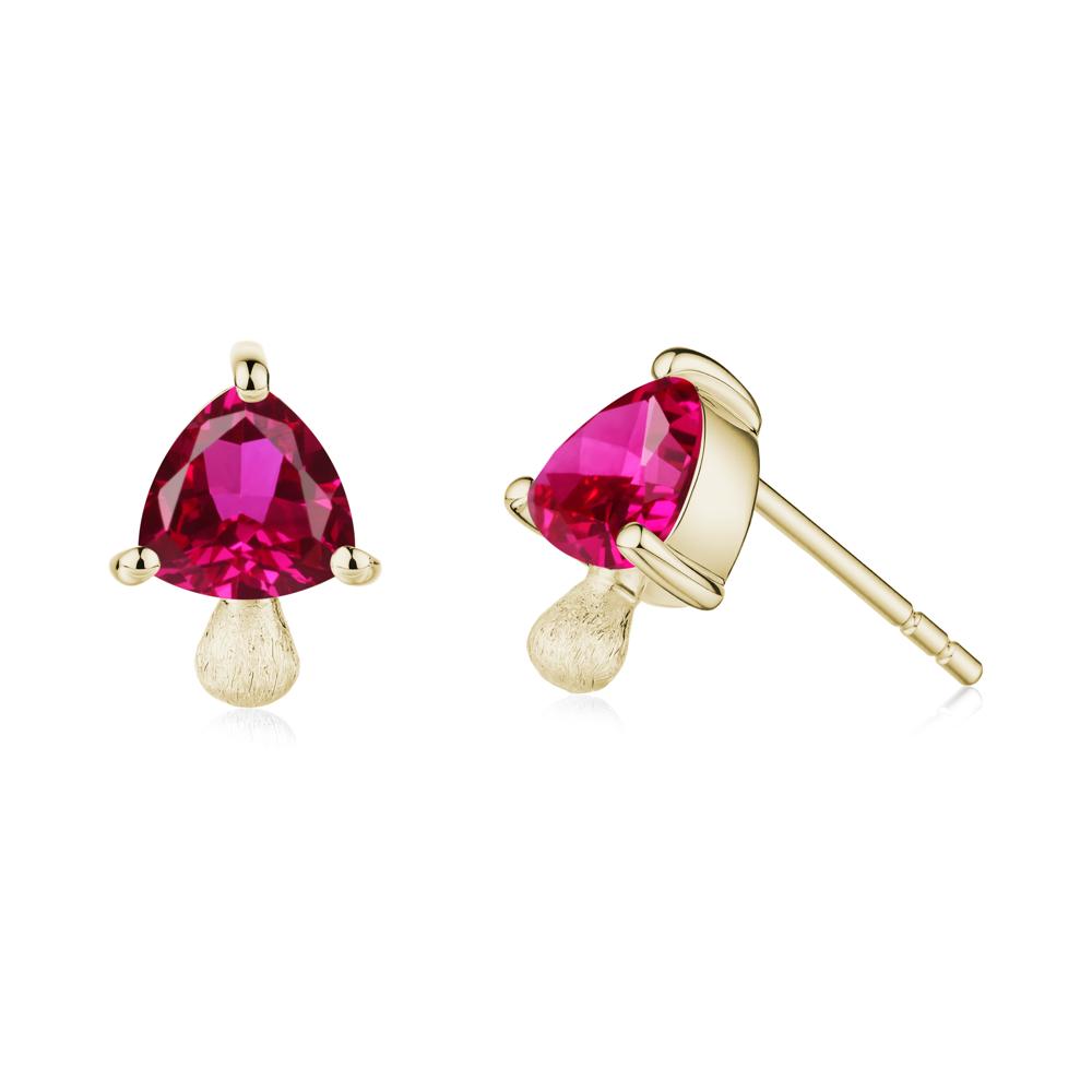 Ruby Mini Mushroom Stud Earrings - LUO Jewelry #metal_14k yellow gold