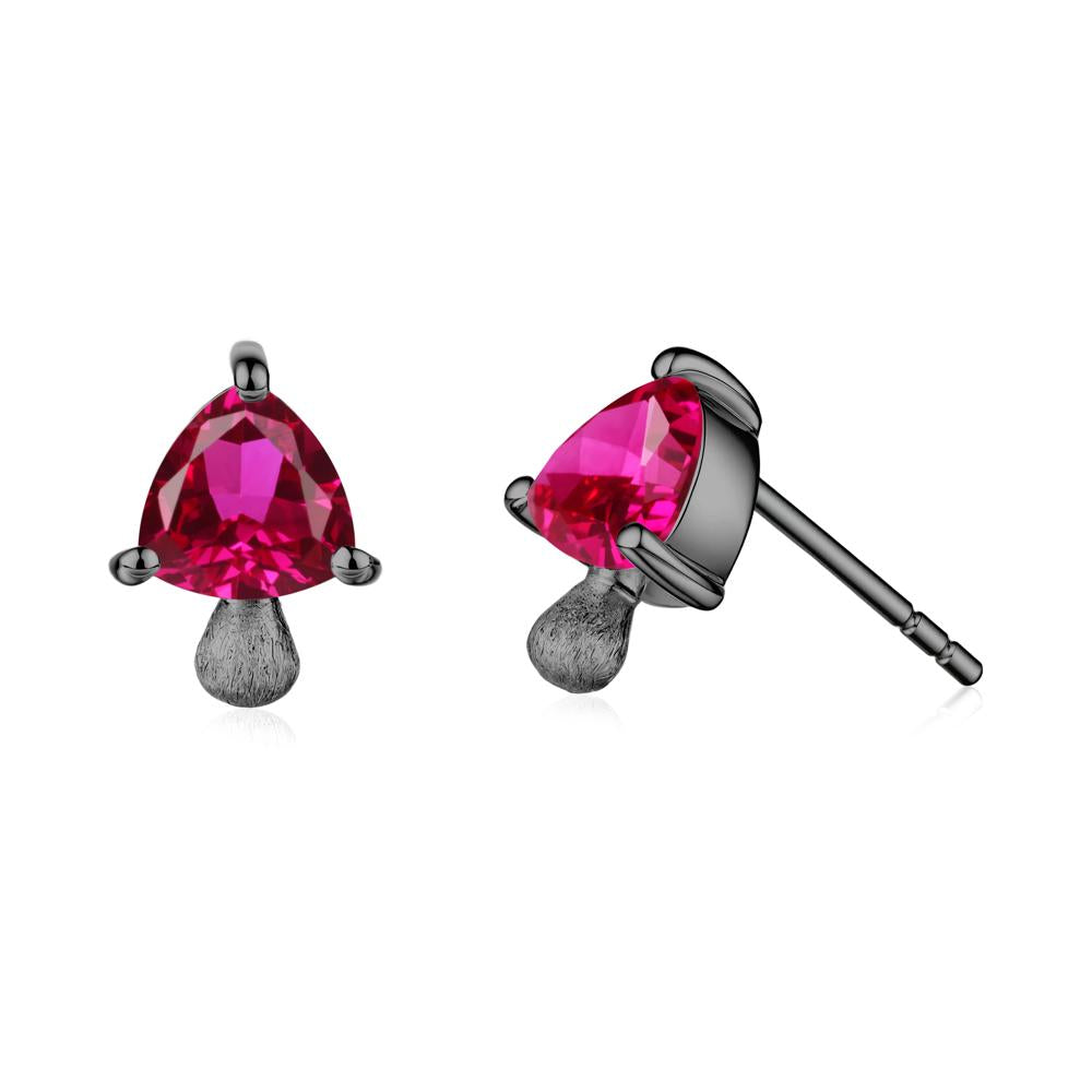 Ruby Mini Mushroom Stud Earrings - LUO Jewelry #metal_black finish sterling silver