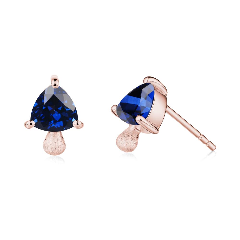 Mushroom Trillion Cut Sapphire Stud Earrings - LUO Jewelry #metal_18k rose gold