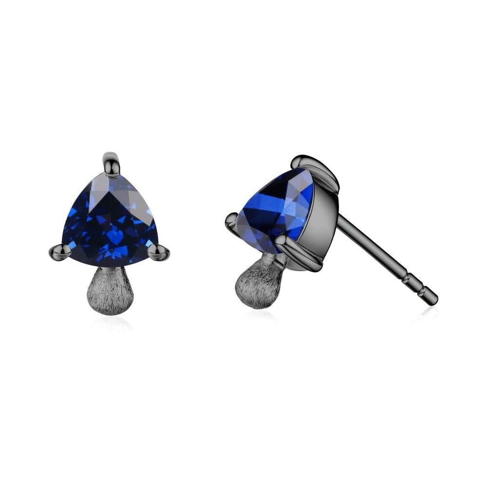 Mushroom Trillion Cut Sapphire Stud Earrings - LUO Jewelry #metal_black finish sterling silver