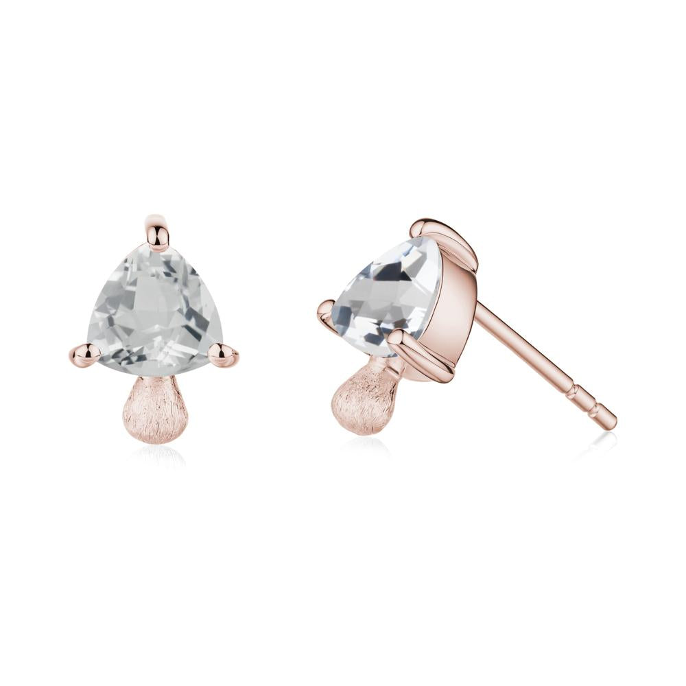 Mushroom Trillion Cut White Topaz Stud Earrings - LUO Jewelry #metal_14k rose gold