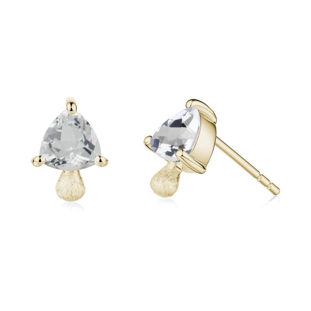 Mushroom Trillion Cut White Topaz Stud Earrings - LUO Jewelry #metal_14k yellow gold