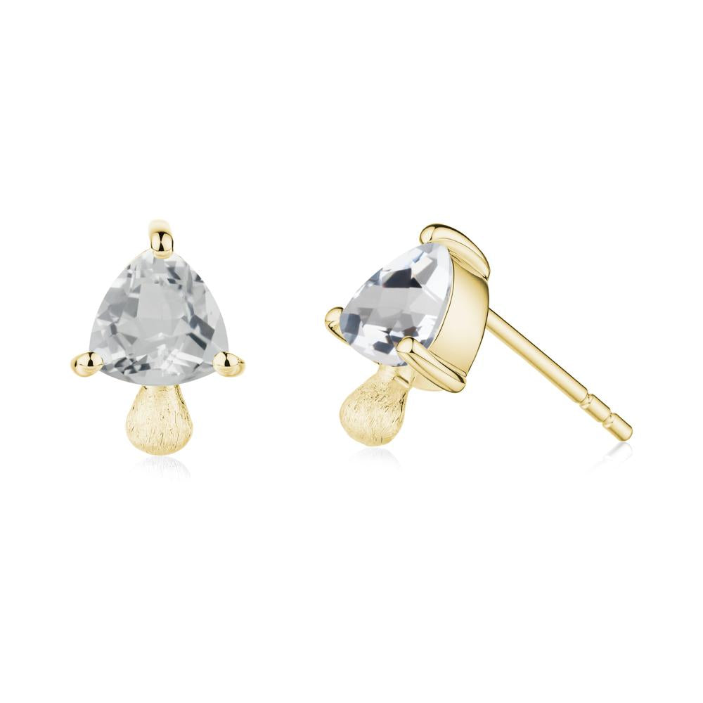 Mushroom Trillion Cut White Topaz Stud Earrings - LUO Jewelry #metal_18k yellow gold