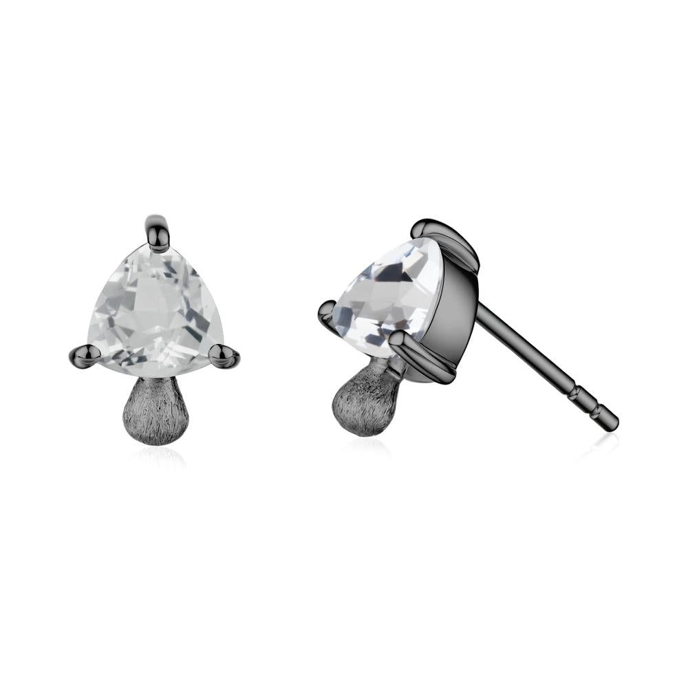 Mushroom Trillion Cut White Topaz Stud Earrings - LUO Jewelry #metal_black finish sterling silver