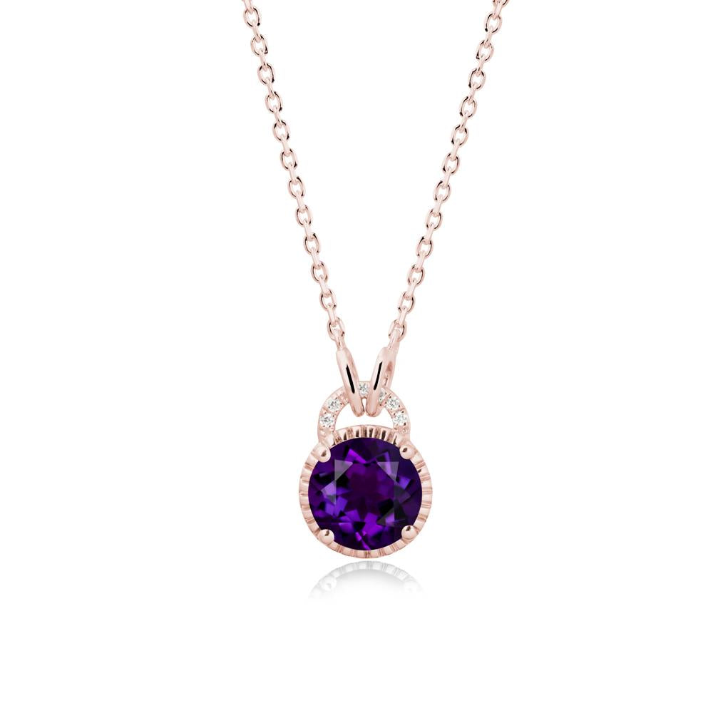 Amethyst Pendant with Decorative Halo - LUO Jewelry #metal_18k rose gold