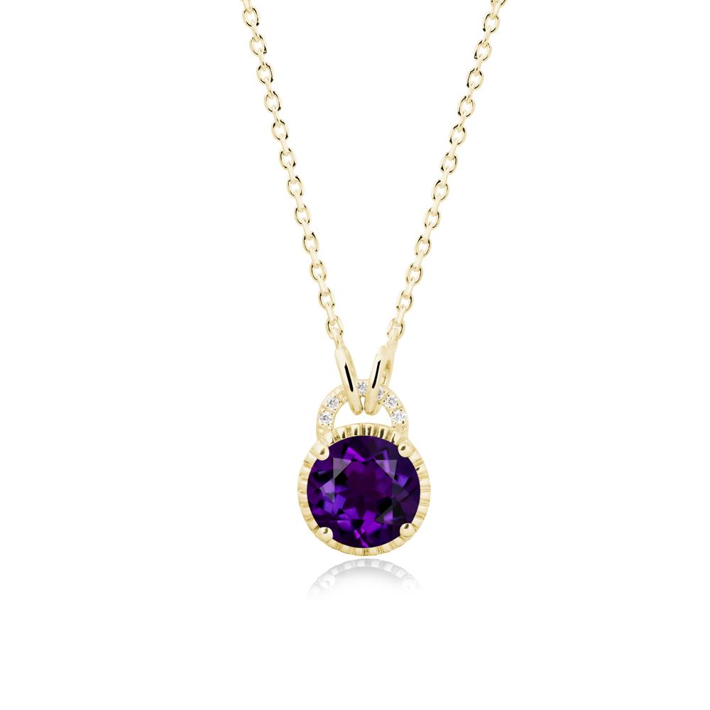 Amethyst Pendant with Decorative Halo - LUO Jewelry #metal_18k yellow gold