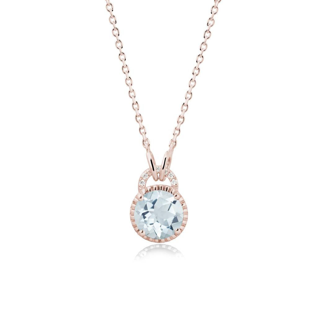 Aquamarine Necklace with Sculpted Halo - LUO Jewelry #metal_14k rose gold