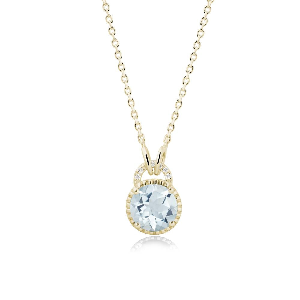 Aquamarine Necklace with Sculpted Halo - LUO Jewelry #metal_14k yellow gold