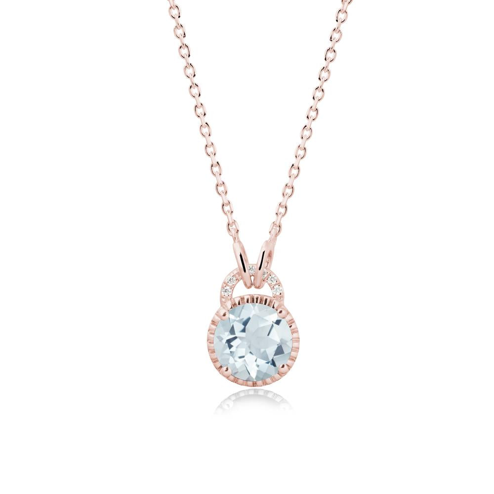 Aquamarine Necklace with Sculpted Halo - LUO Jewelry #metal_18k rose gold