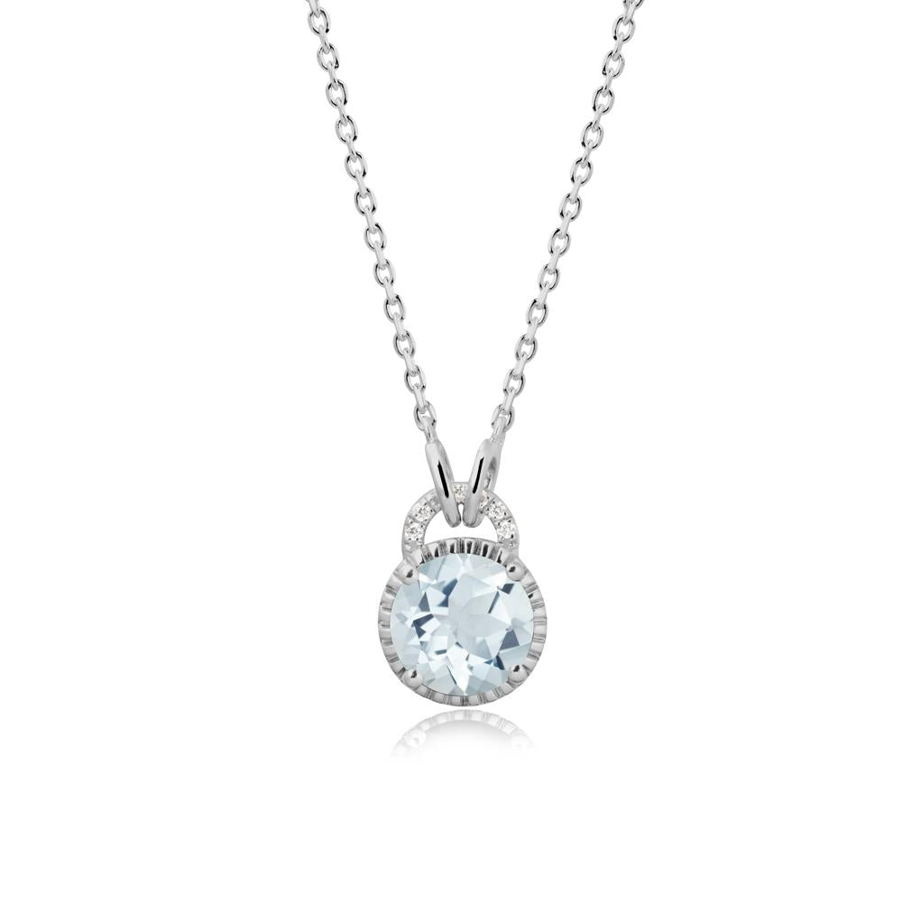 Aquamarine Necklace with Sculpted Halo - LUO Jewelry #metal_platinum