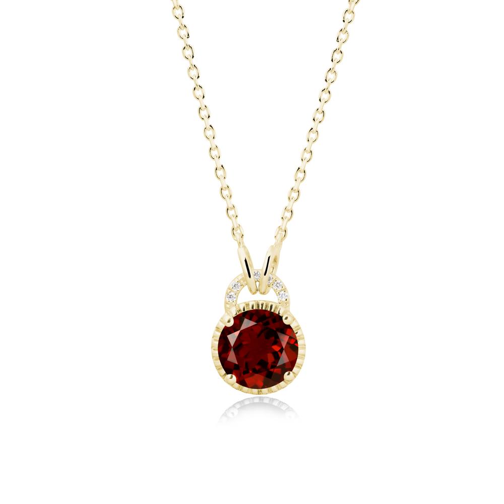 Garnet Pendant with Decorative Halo - LUO Jewelry #metal_18k yellow gold