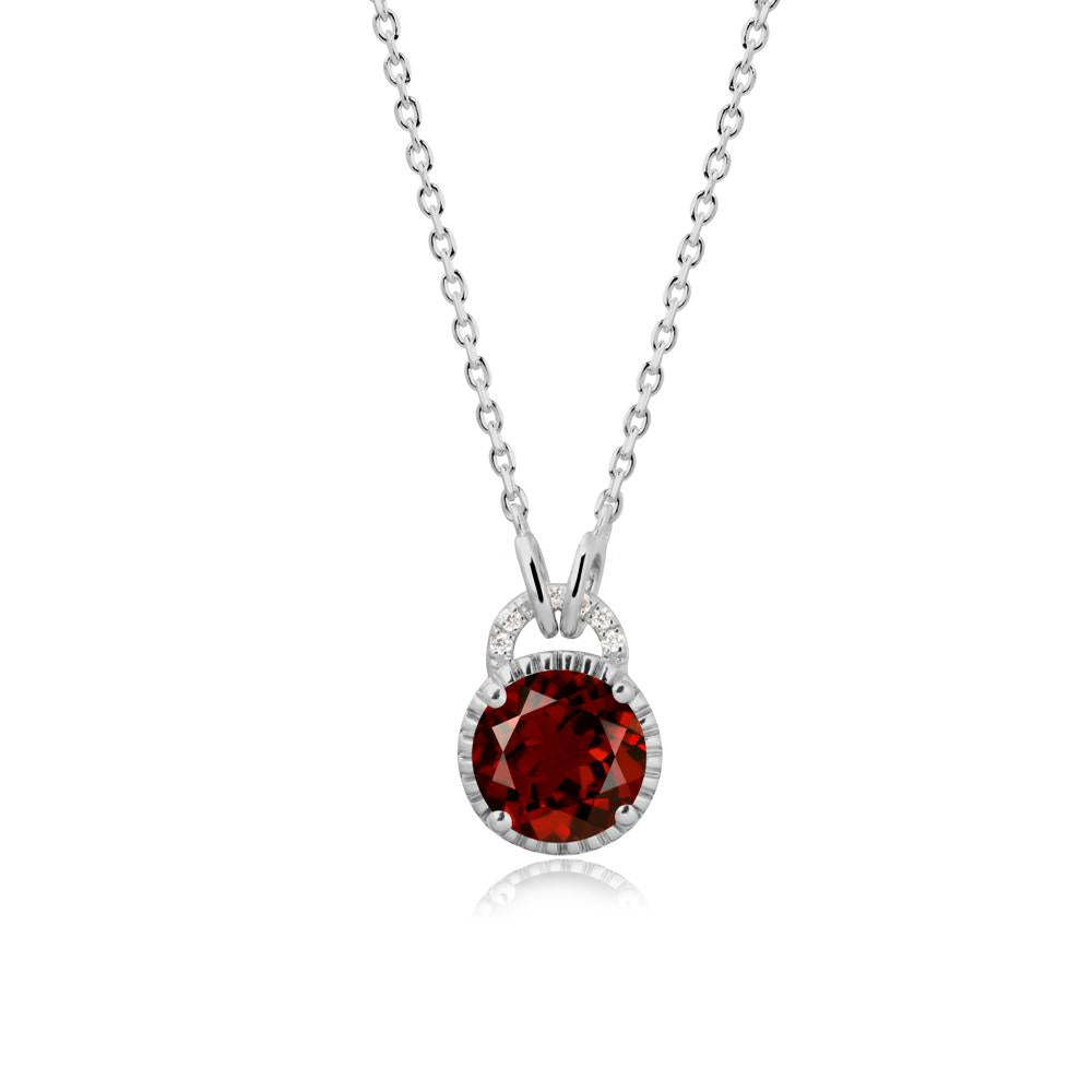 Garnet Pendant with Decorative Halo - LUO Jewelry #metal_platinum