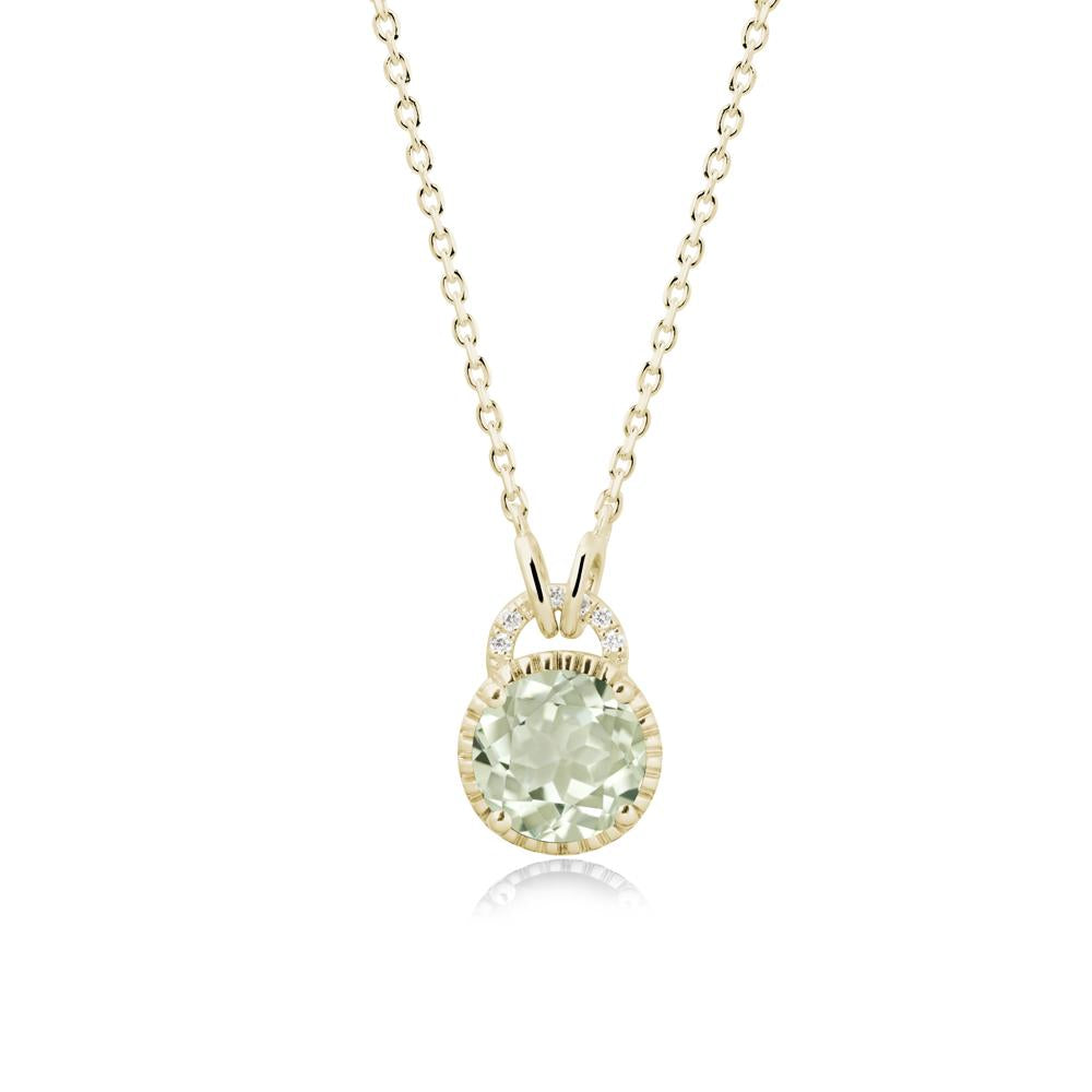 Green Amethyst Necklace with Sculpted Halo - LUO Jewelry #metal_14k yellow gold