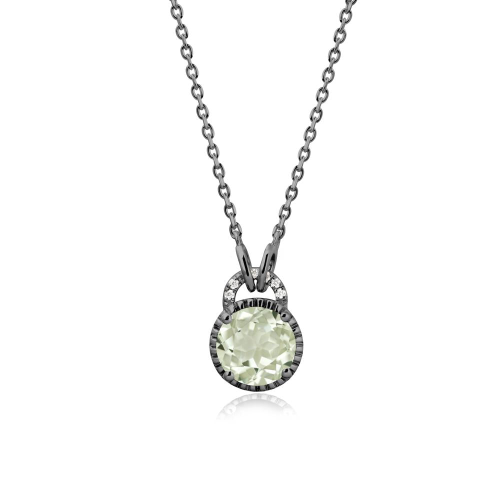 Green Amethyst Necklace with Sculpted Halo - LUO Jewelry #metal_black finish sterling silver