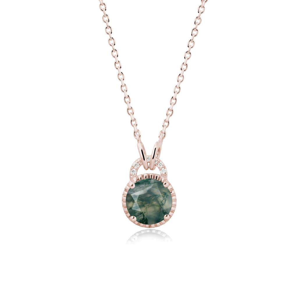 Moss Agate Necklace with Sculpted Halo - LUO Jewelry #metal_14k rose gold