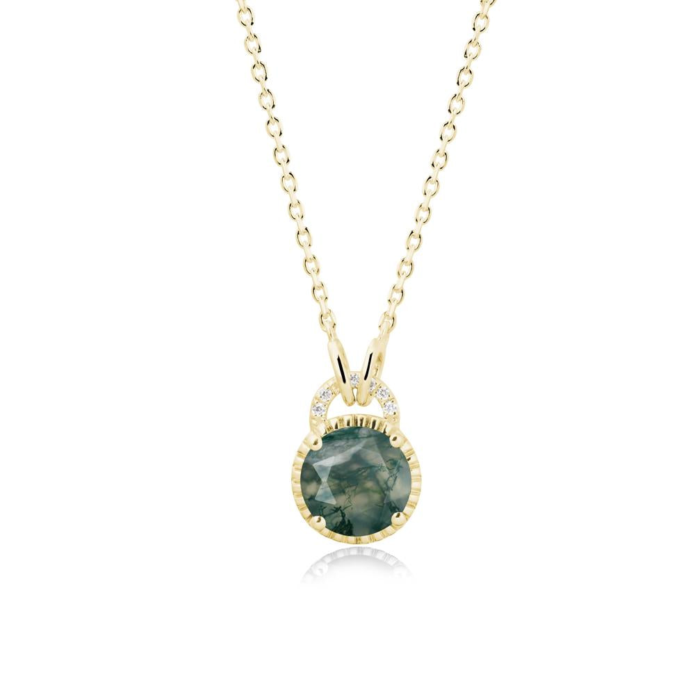 Moss Agate Necklace with Sculpted Halo - LUO Jewelry #metal_18k yellow gold