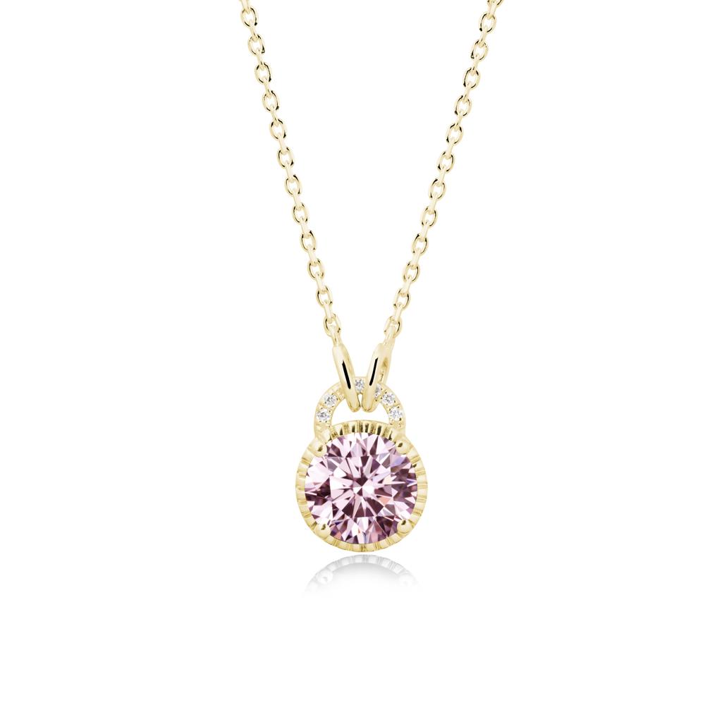 Pink Cubic Zirconia Pendant with Decorative Halo - LUO Jewelry #metal_18k yellow gold