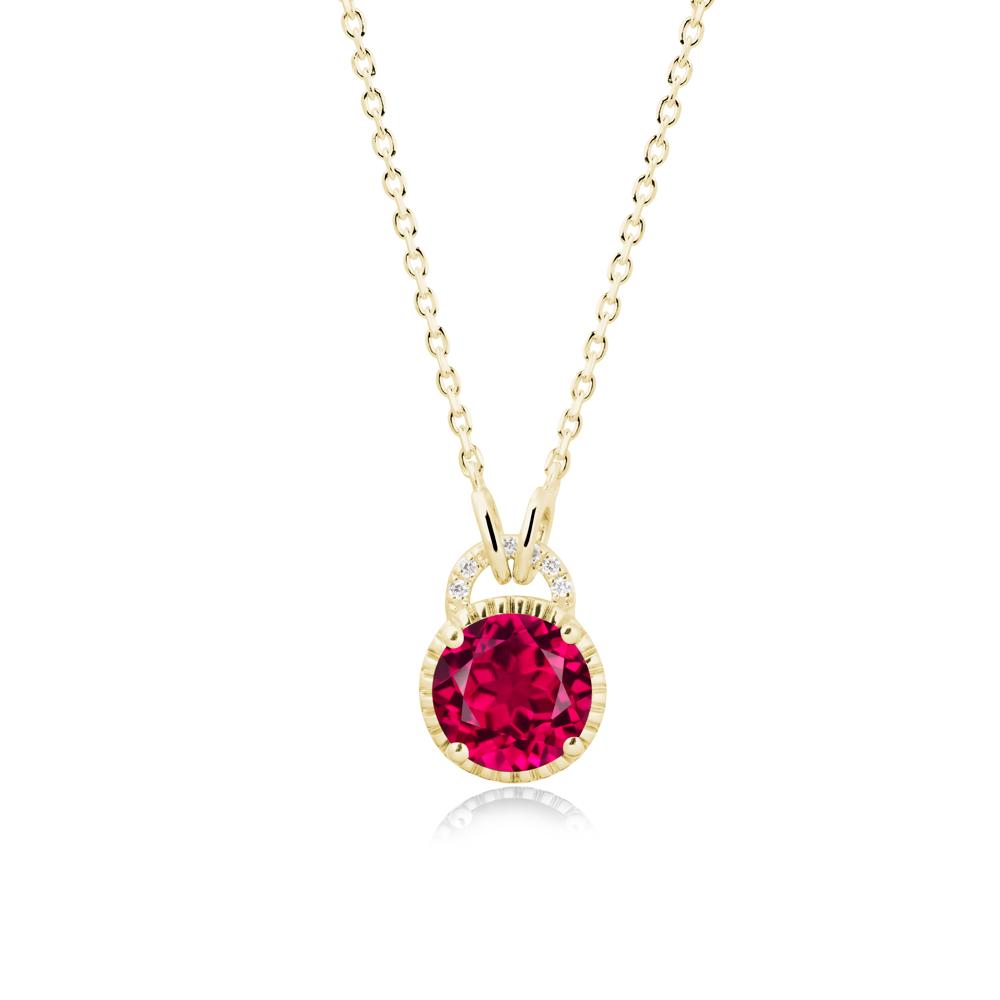 Ruby Pendant with Decorative Halo - LUO Jewelry #metal_18k yellow gold