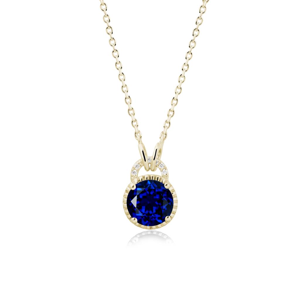 Sapphire Necklace with Sculpted Halo - LUO Jewelry #metal_14k yellow gold