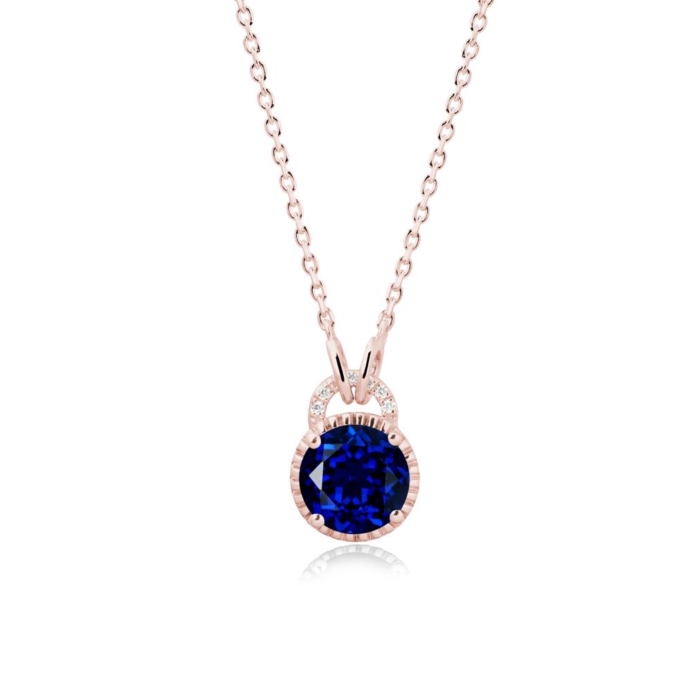 Sapphire Necklace with Sculpted Halo - LUO Jewelry #metal_18k rose gold