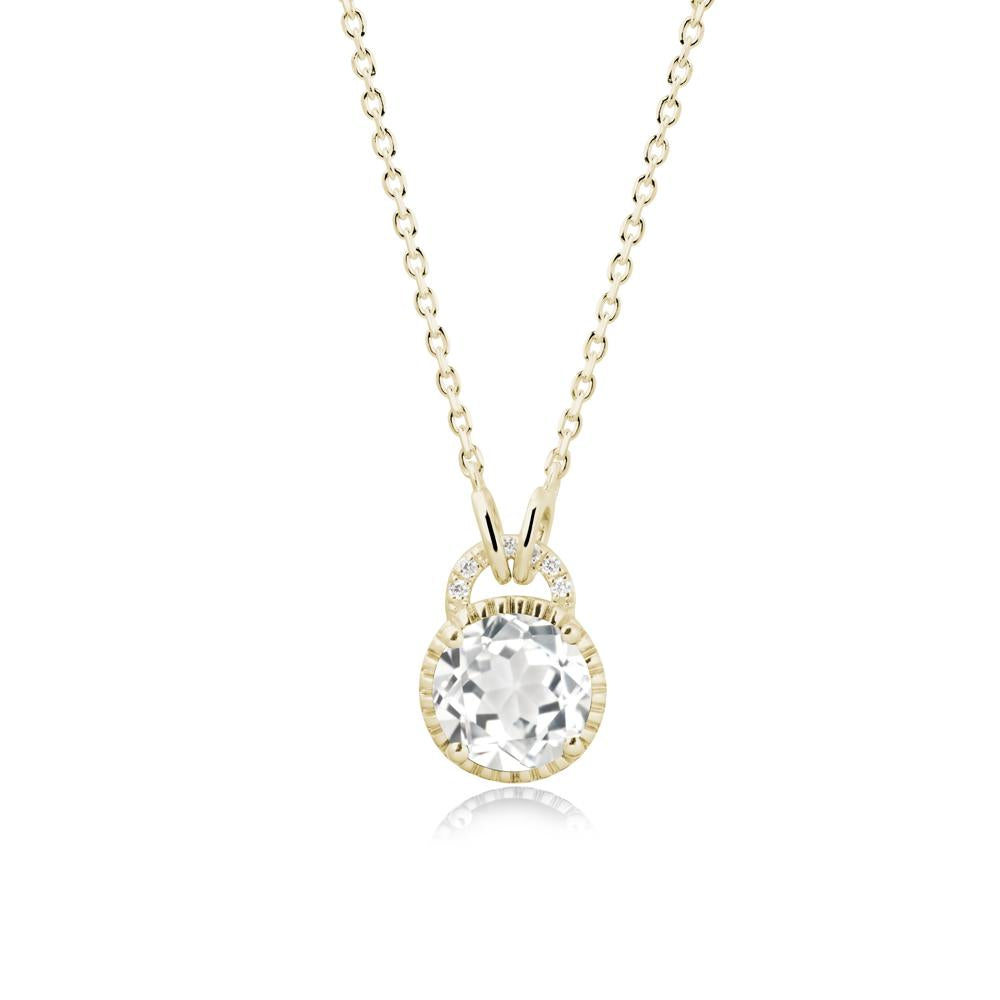 White Topaz Pendant with Decorative Halo - LUO Jewelry #metal_14k yellow gold