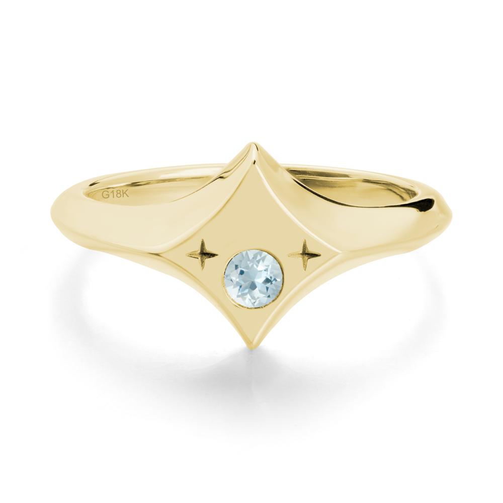 Minimalist Personalized Zodiac Signet Aquamarinering - LUO Jewelry #metal_18k yellow gold