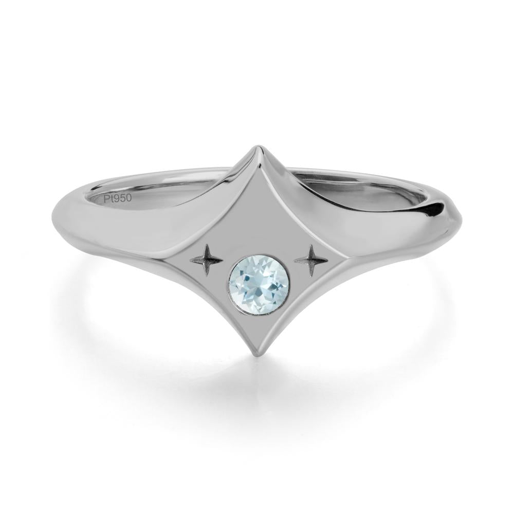 Minimalist Personalized Zodiac Signet Aquamarinering - LUO Jewelry #metal_platinum