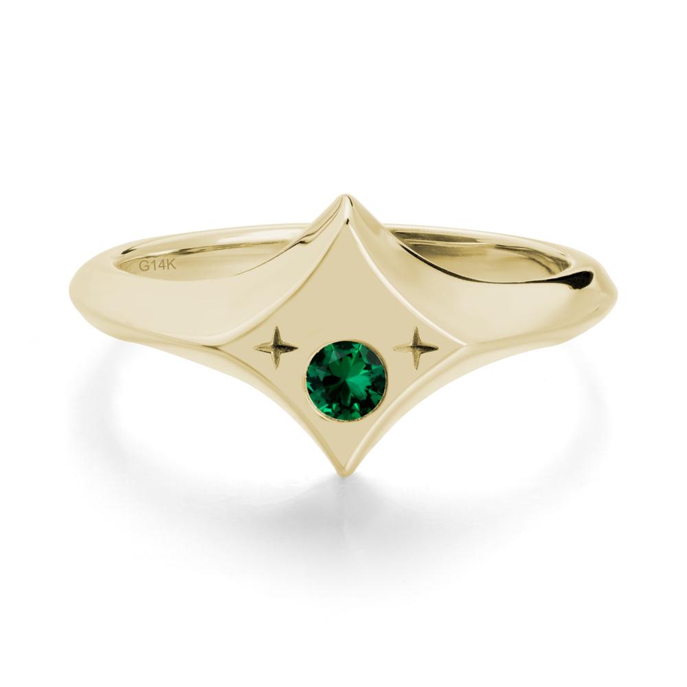 Custom Emerald Zodiac Ring - LUO Jewelry #metal_14k yellow gold