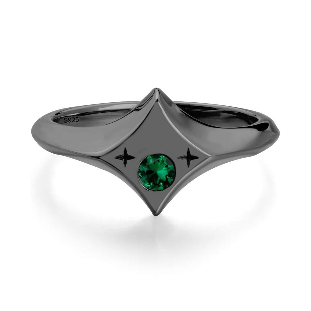 Custom Emerald Zodiac Ring - LUO Jewelry #metal_black finish sterling silver