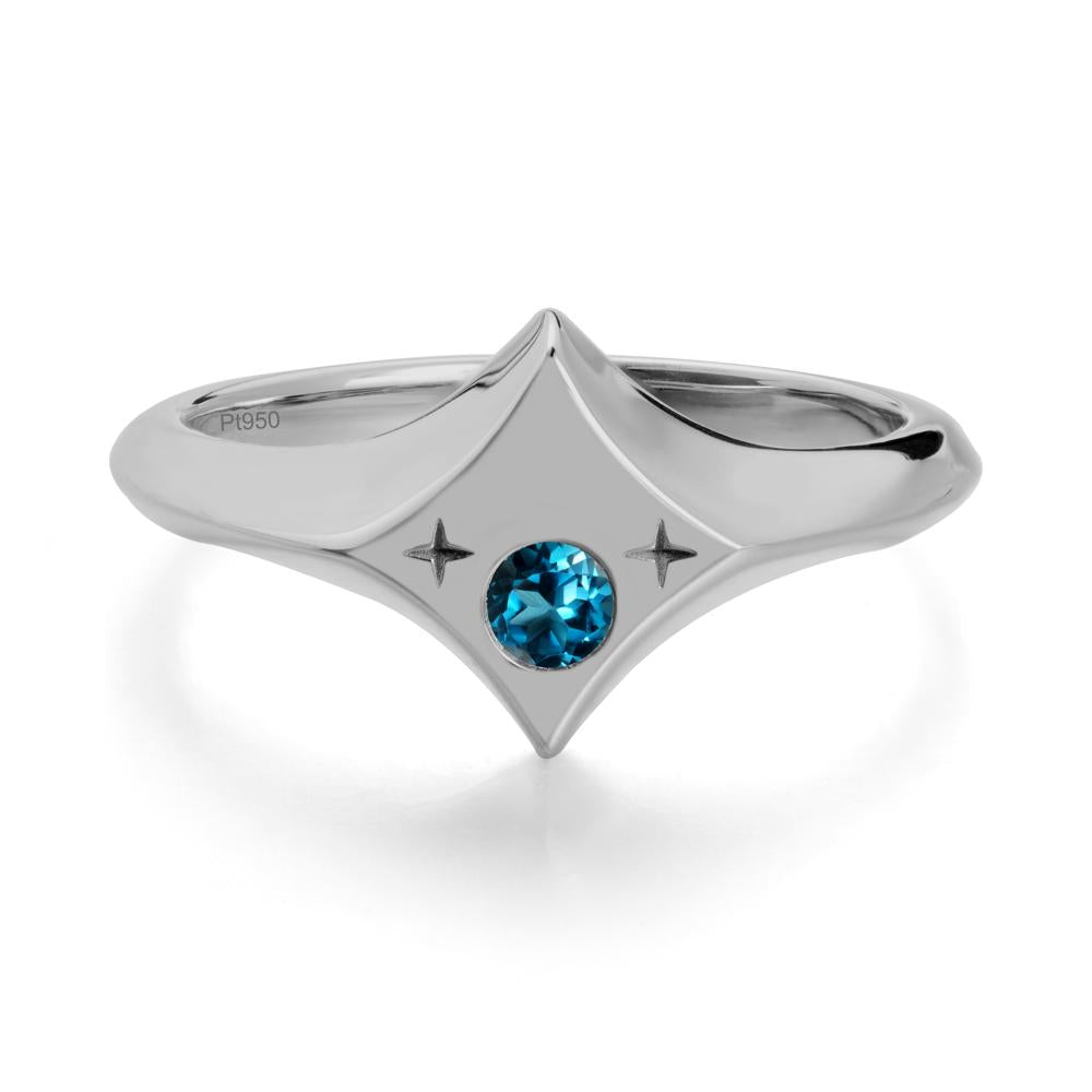 Zodiac Signet London Blue Topaz Ring - LUO Jewelry #metal_platinum