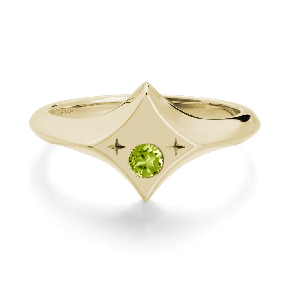 Four-Pointed Star Zodiac Peridot Ring - LUO Jewelry #metal_14k yellow gold