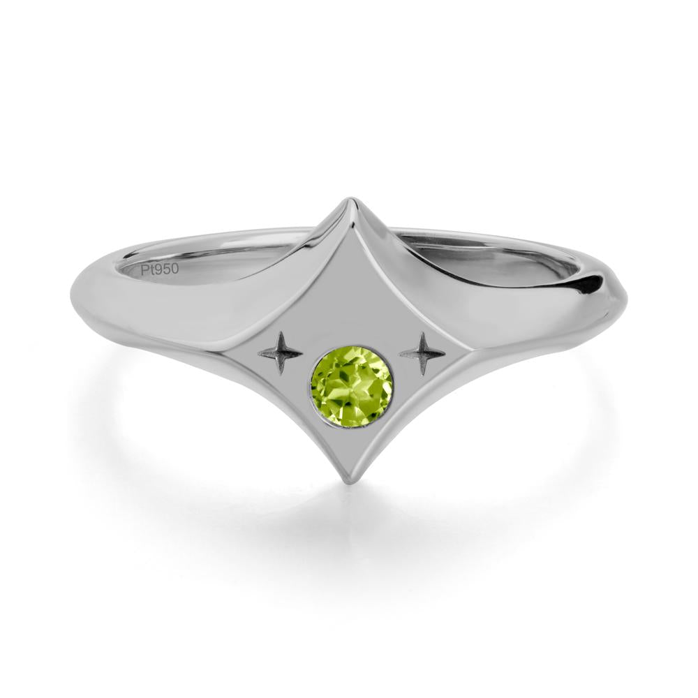 Four-Pointed Star Zodiac Peridot Ring - LUO Jewelry #metal_platinum