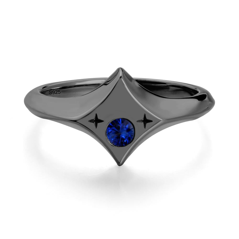 Minimalist Personalized Zodiac Signet Sapphirering - LUO Jewelry #metal_black finish sterling silver