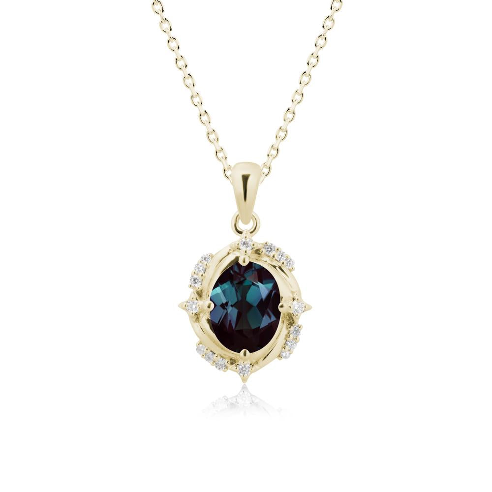 Celestial Style Oval Alexandrite Necklace - LUO Jewelry #metal_14k yellow gold