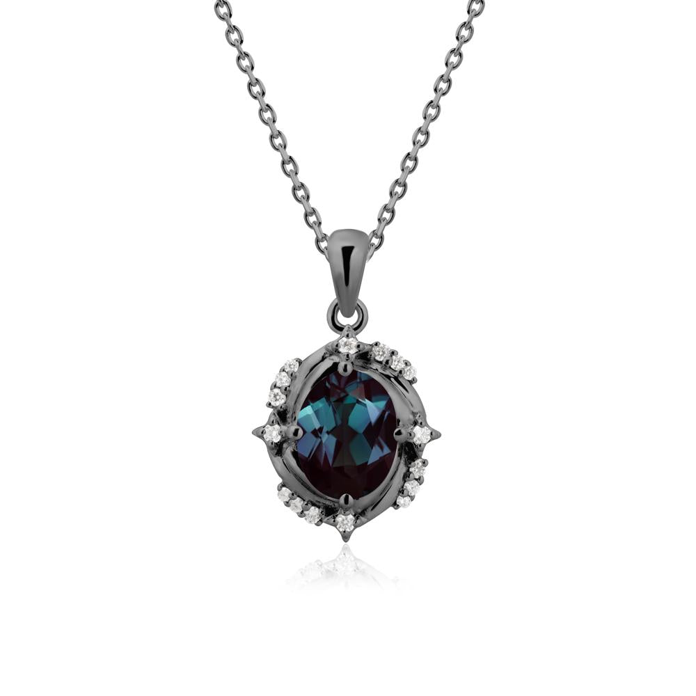 Celestial Style Oval Alexandrite Necklace - LUO Jewelry #metal_black finish sterling silver