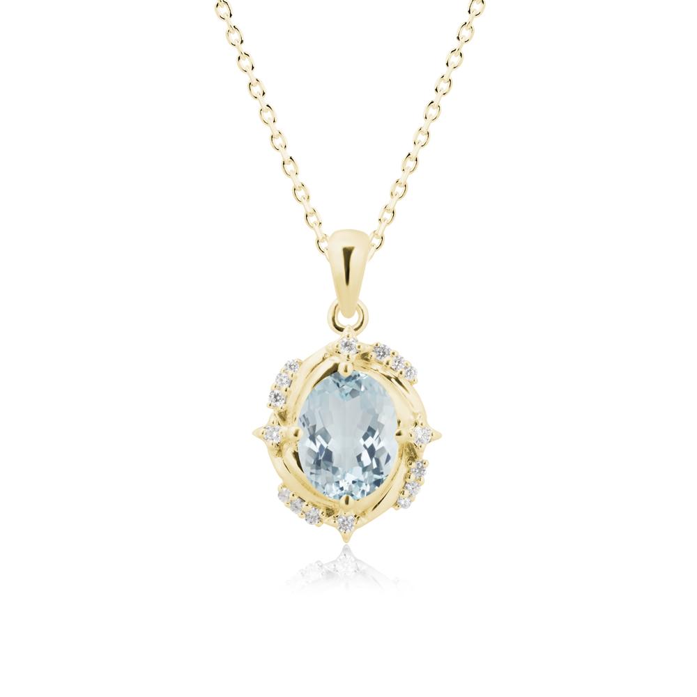 Oval Aquamarine Shooting Star Pendant Necklace - LUO Jewelry #metal_18k yellow gold
