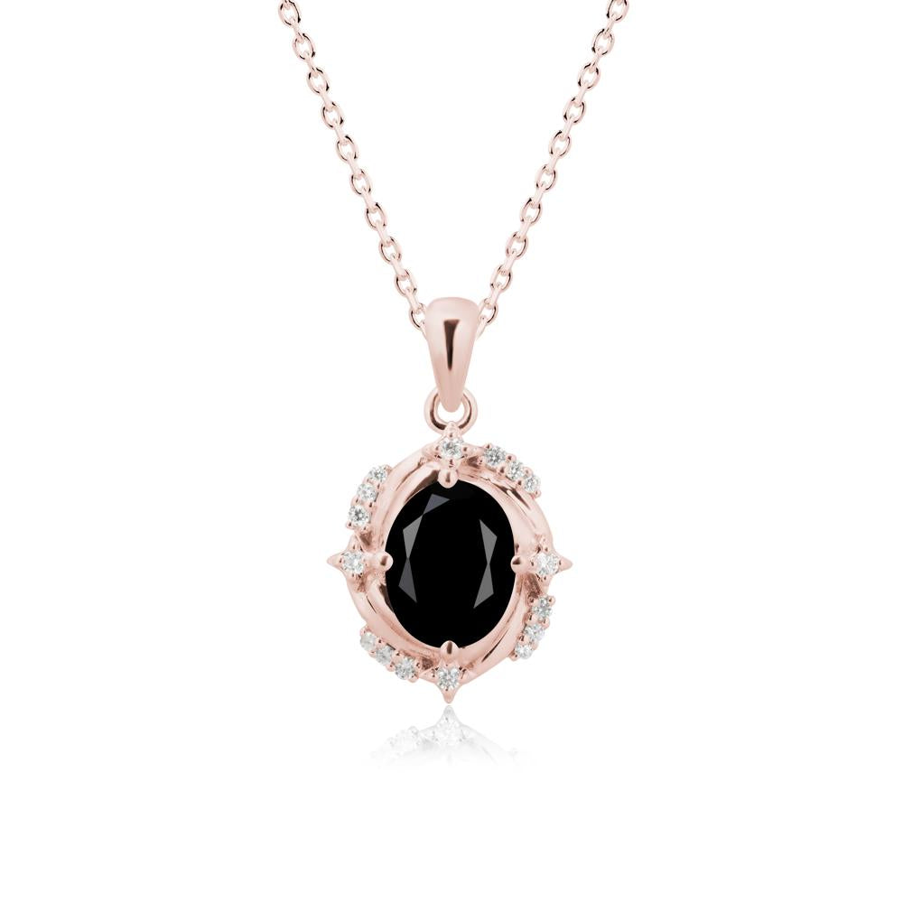 Celestial Style Oval Black Spinel Necklace - LUO Jewelry #metal_18k rose gold