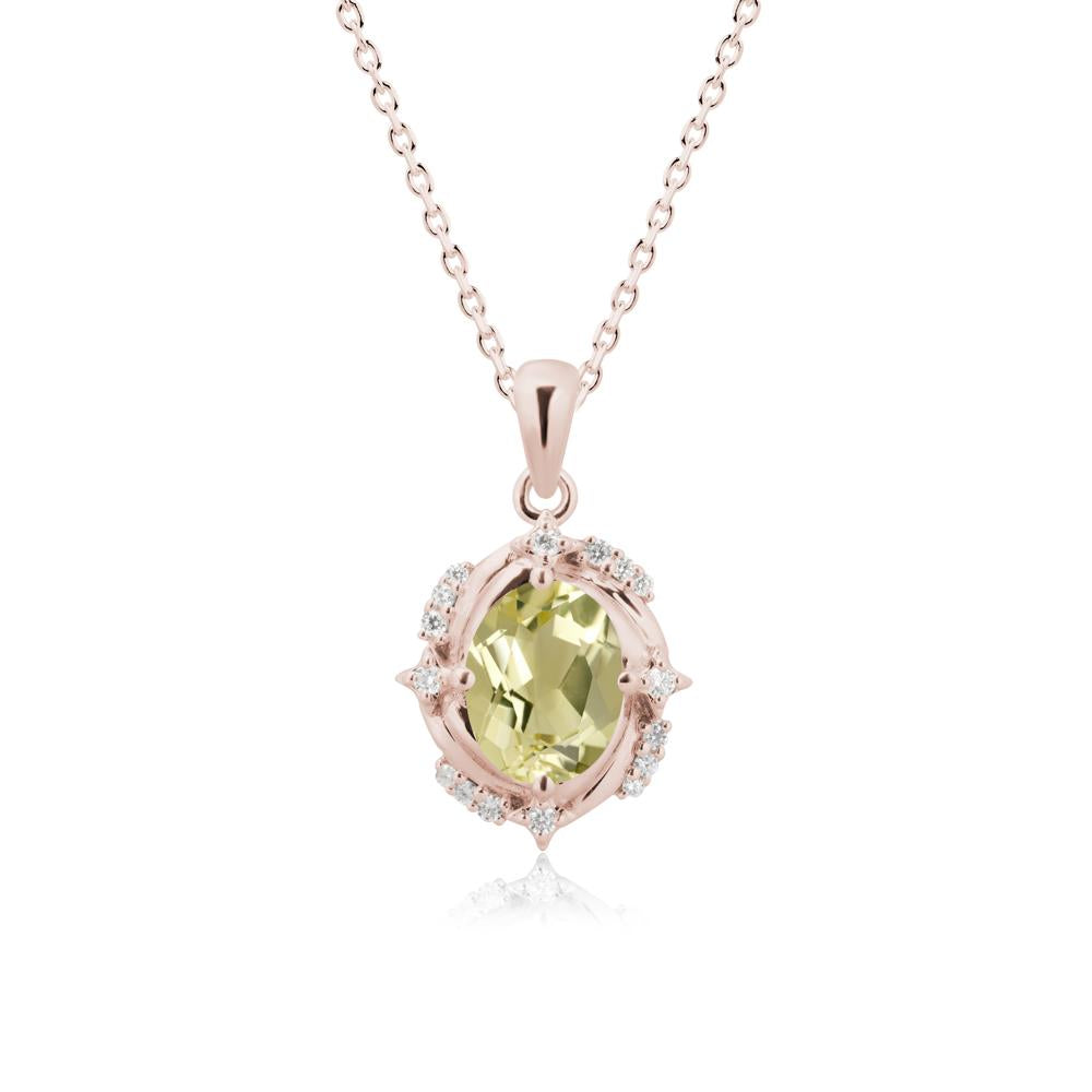 Celestial Style Oval Lemon Quartz Necklace - LUO Jewelry #metal_14k rose gold
