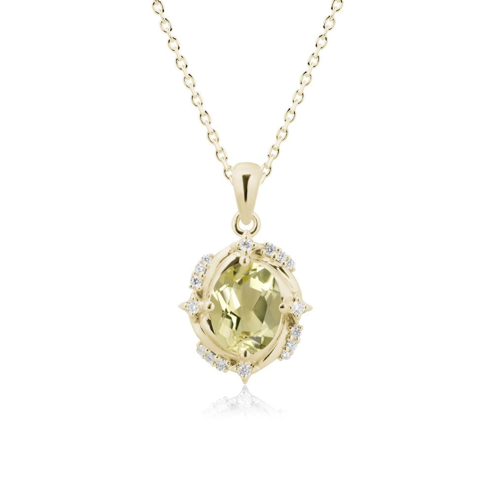 Celestial Style Oval Lemon Quartz Necklace - LUO Jewelry #metal_14k yellow gold