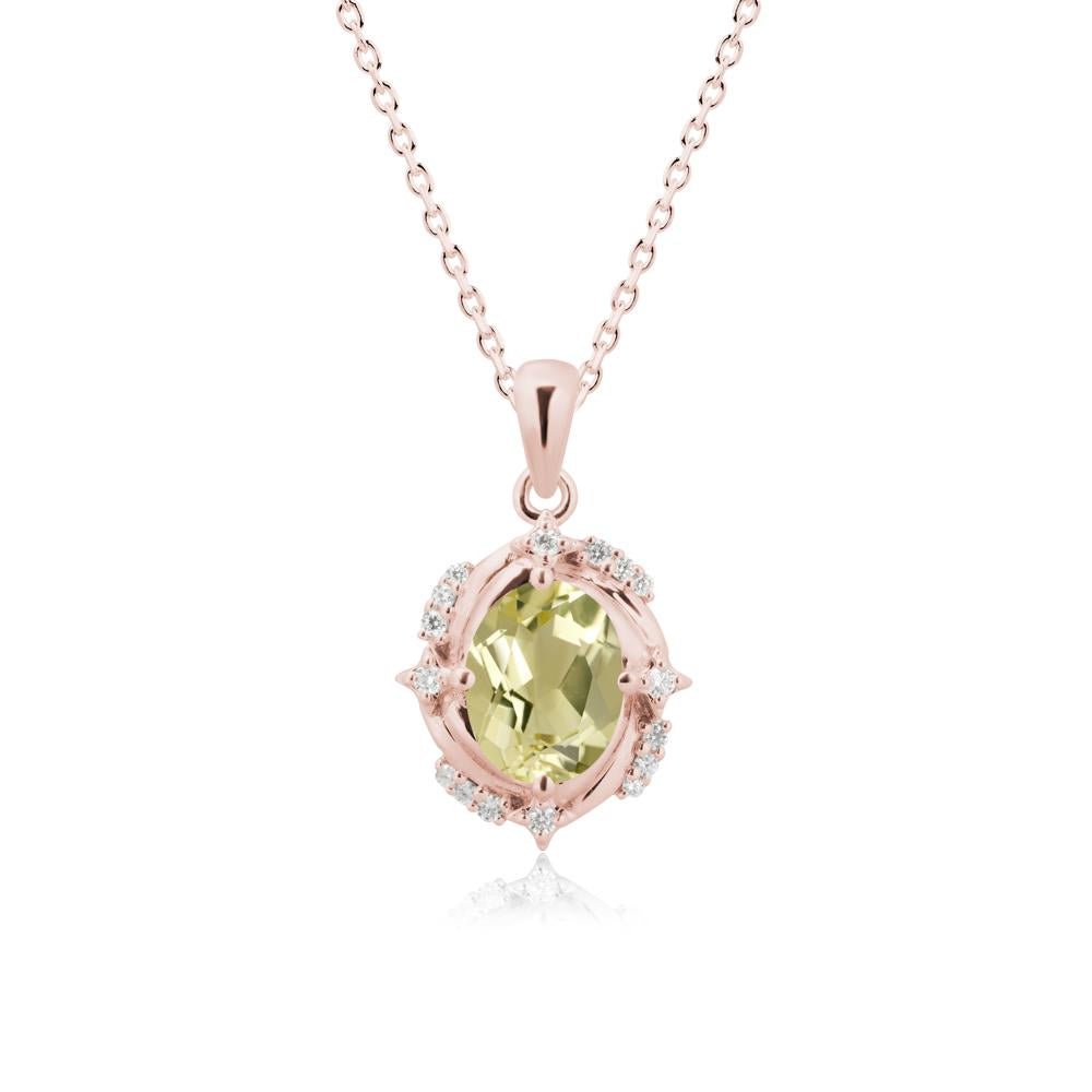 Celestial Style Oval Lemon Quartz Necklace - LUO Jewelry #metal_18k rose gold
