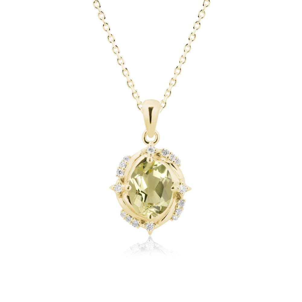 Celestial Style Oval Lemon Quartz Necklace - LUO Jewelry #metal_18k yellow gold
