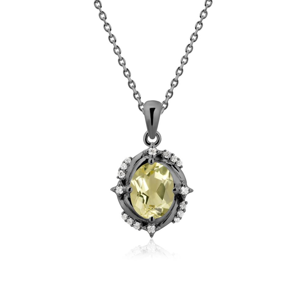Celestial Style Oval Lemon Quartz Necklace - LUO Jewelry #metal_black finish sterling silver