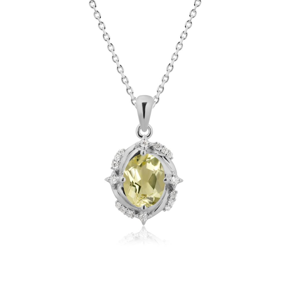Celestial Style Oval Lemon Quartz Necklace - LUO Jewelry #metal_platinum