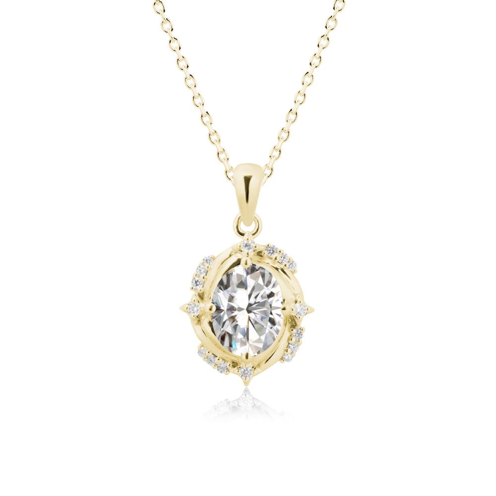 Oval Moissanite Shooting Star Pendant Necklace - LUO Jewelry #metal_18k yellow gold