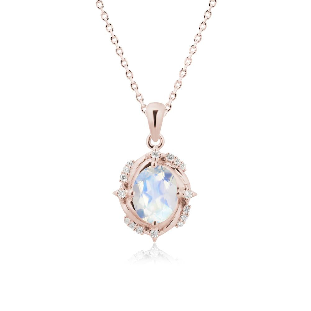 Celestial Style Oval Moonstone Necklace - LUO Jewelry #metal_14k rose gold