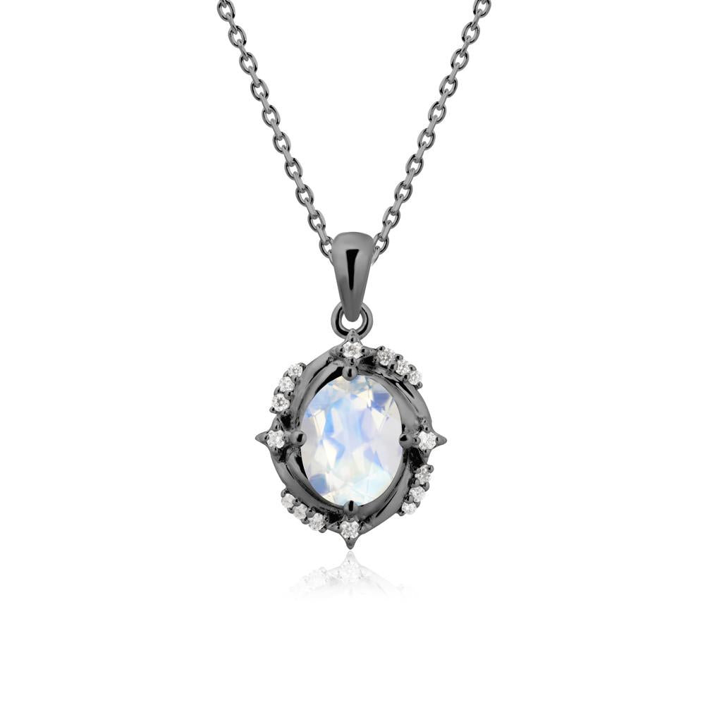 Celestial Style Oval Moonstone Necklace - LUO Jewelry #metal_black finish sterling silver