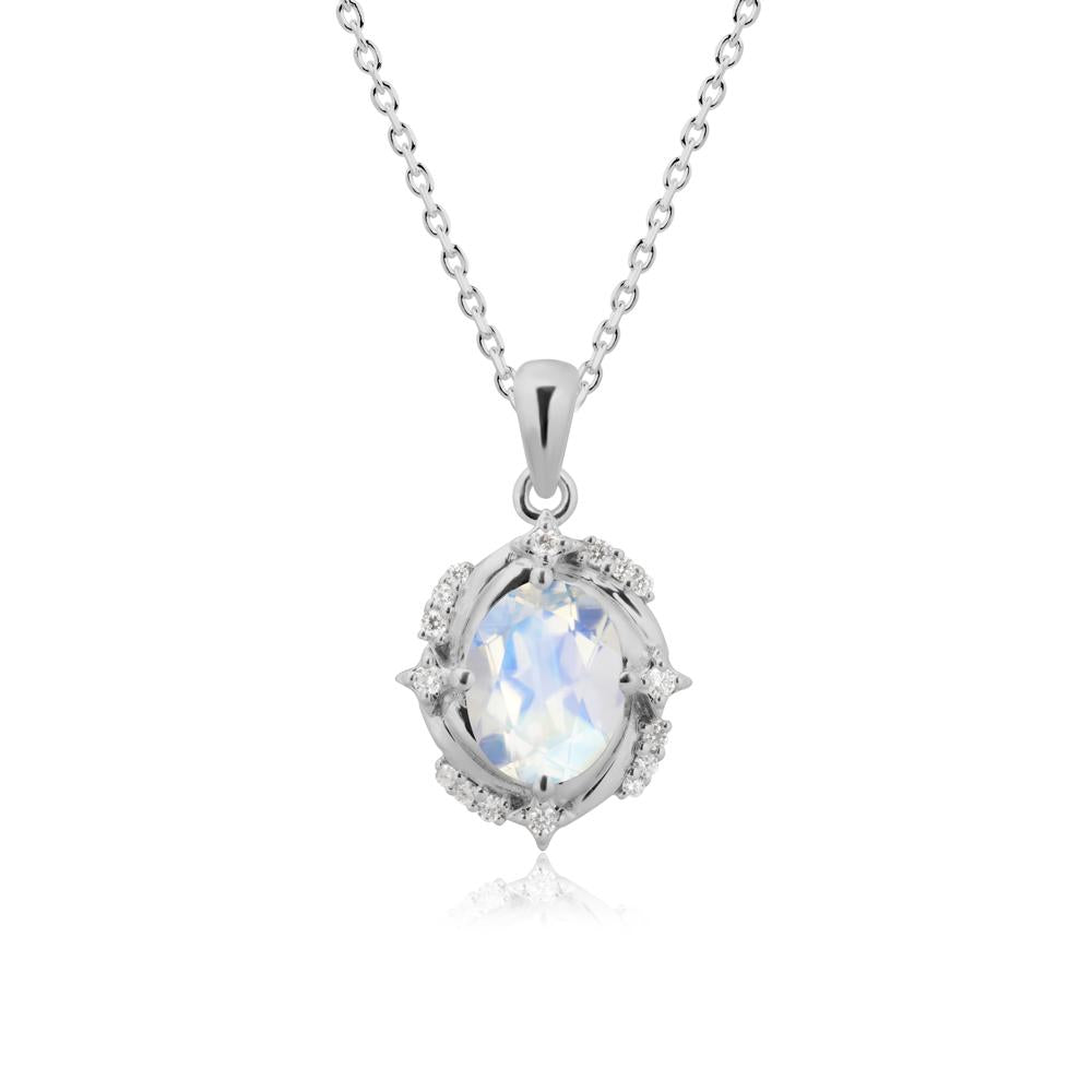 Celestial Style Oval Moonstone Necklace - LUO Jewelry #metal_platinum