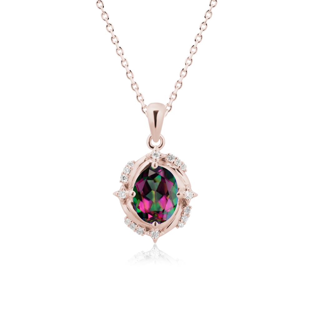 Oval Mystic Topaz Shooting Star Pendant Necklace - LUO Jewelry #metal_14k rose gold